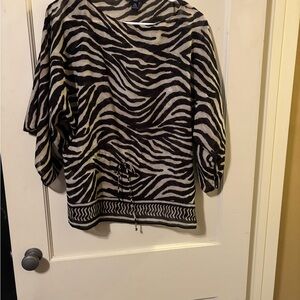 Chaps Black and White Zebra Print Blouse